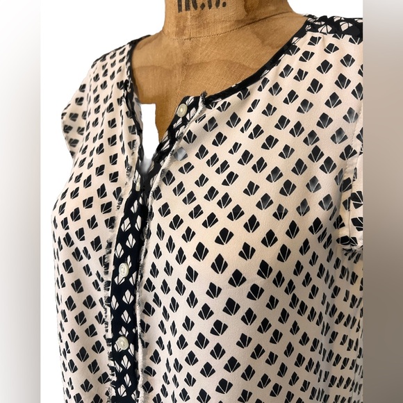 NWOT Ann Taylor Loft Black and White Sheer Tee S - Picture 2 of 8